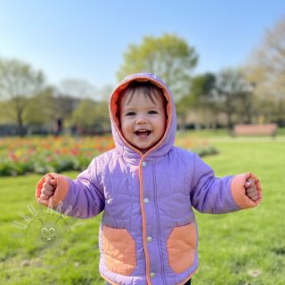 Pikowana tkanina Graphic square lilac apricot