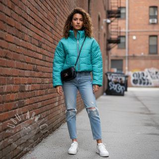 Pikowana tkanina Graphic square cyan cerise