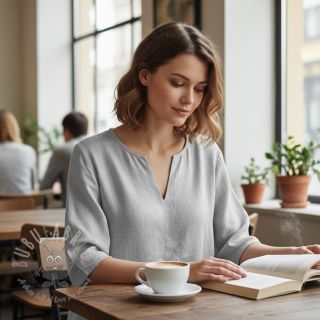 Len enzymatycznie prany pale grey