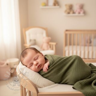 Muślin double gauze dark moss green