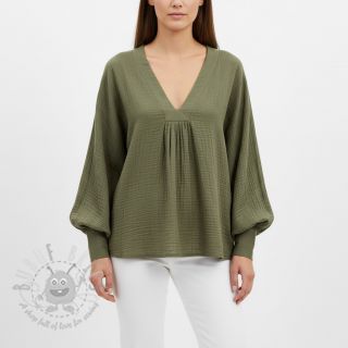 Muślin double gauze dark moss green