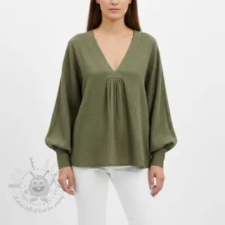 Muślin double gauze dark moss green