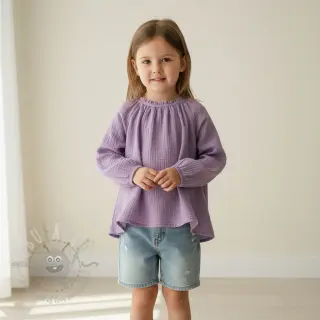 Muślin double gauze dark lilac ORGANIC