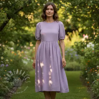 Muślin double gauze dark lilac ORGANIC