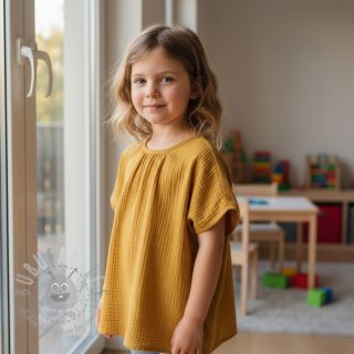 Muślin double gauze dark ochre ORGANIC