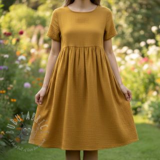 Muślin double gauze dark ochre ORGANIC