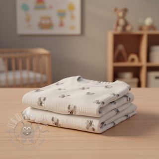 Muślin double gauze Animals design A digital print ORGANIC