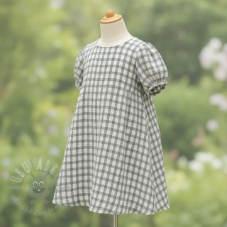 Muślin double gauze LINEN YARN DYED Checks grey natural