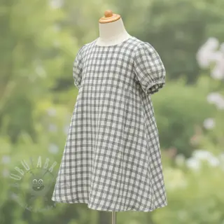 Muślin double gauze LINEN YARN DYED Checks grey natural