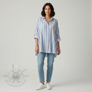 Muślin double gauze YARN DYED Line blue