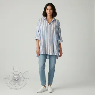 Muślin double gauze YARN DYED Line blue