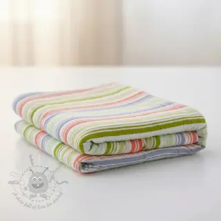 Muślin double gauze Beach Stripe green