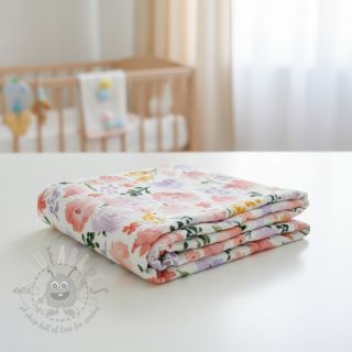 Muślin double gauze Big summer flowers digital print