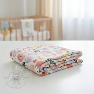 Muślin double gauze Big summer flowers digital print