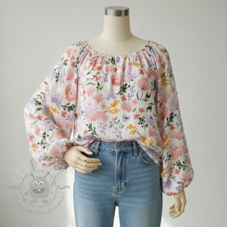 Muślin double gauze Big summer flowers digital print