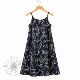 Muślin double gauze EMBROIDERY Climbing flowers navy