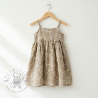 Muślin double gauze EMBROIDERY Climbing flowers beige