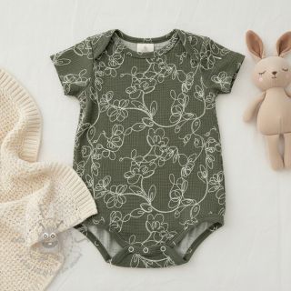 Muślin double gauze EMBROIDERY Climbing flowers pickle