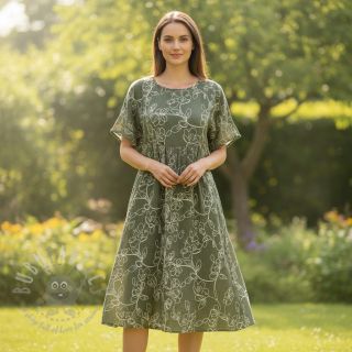 Muślin double gauze EMBROIDERY Climbing flowers pickle