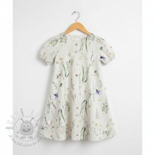 Muślin double gauze French flowers natural digital print