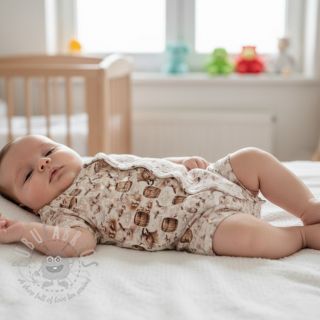 Muślin double Little farm animals design D digital print