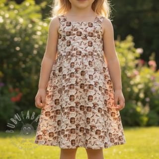 Muślin double Little farm animals design D digital print