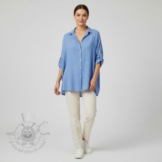 Muślin double gauze royal blue ORGANIC