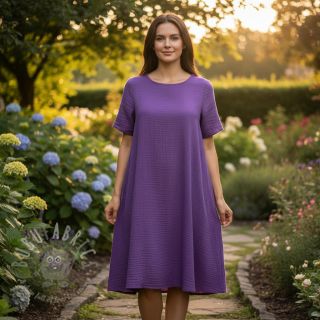 Muślin double gauze violet ORGANIC