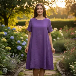 Muślin double gauze violet ORGANIC