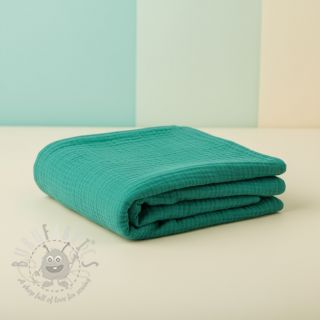 Muślin double gauze dark teal ORGANIC