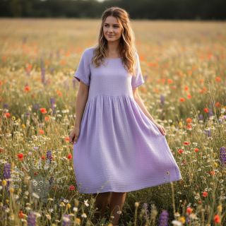 Muślin double gauze bright violet ORGANIC