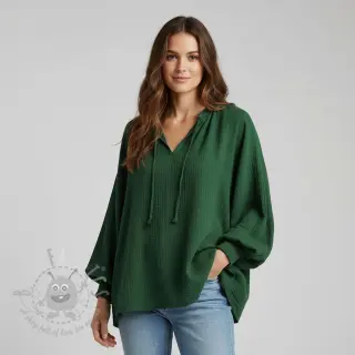Muślin double gauze dark green ORGANIC