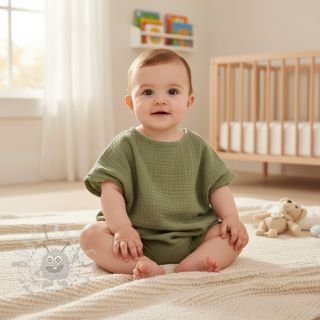 Muślin double gauze moss green ORGANIC