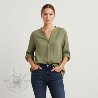 Muślin double gauze moss green ORGANIC