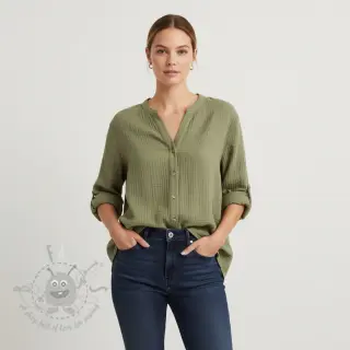 Muślin double gauze moss green ORGANIC