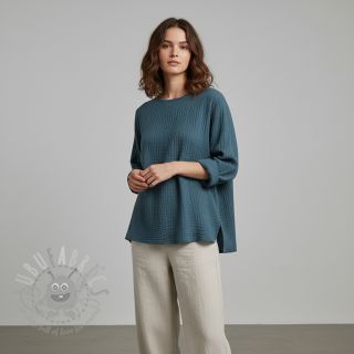 Muślin double gauze indigo ORGANIC