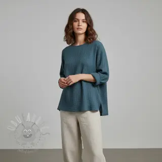 Muślin double gauze indigo ORGANIC