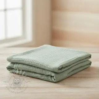 Muślin double gauze dark mint ORGANIC