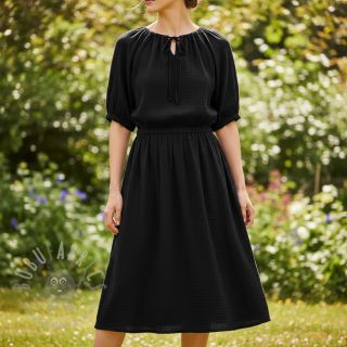 Muślin double gauze black ORGANIC