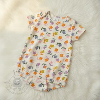 Muślin double gauze Retro flowie ecru