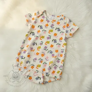 Muślin double gauze Retro flowie ecru