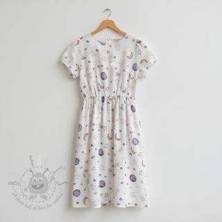 Muślin double gauze Moon white digital print ORGANIC