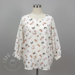 Muślin double gauze Butterflies white digital print