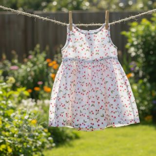 Muślin double gauze Cherries white digital print