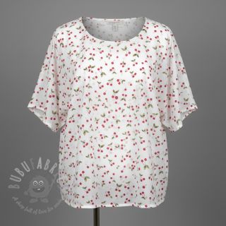 Muślin double gauze Cherries white digital print