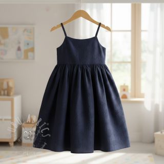 Muślin double gauze EMBROIDERY Flowers navy