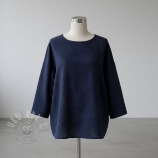 Muślin double gauze EMBROIDERY Flowers navy