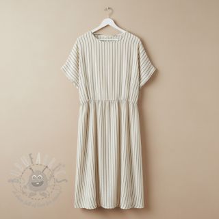 Muślin double gauze YARN DYED Thin strip beige