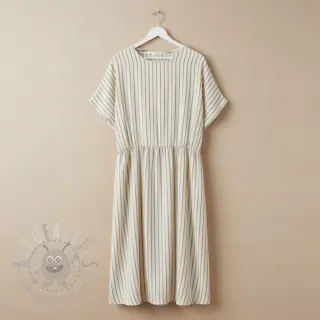 Muślin double gauze YARN DYED Thin strip beige