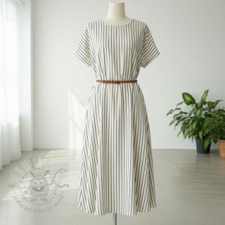 Muślin double gauze YARN DYED Thin strip navy